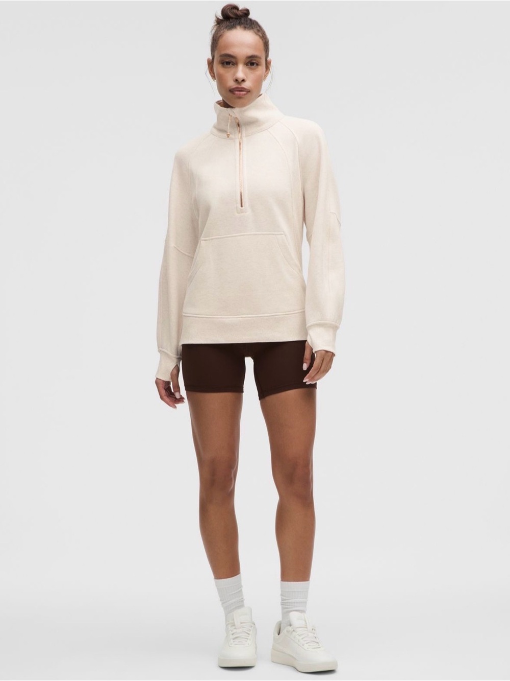 Lululemon Scuba Oversized Half Zip Hoodie White Opal/Bone Fleece Pullover XS/S - Picture 2 of 8